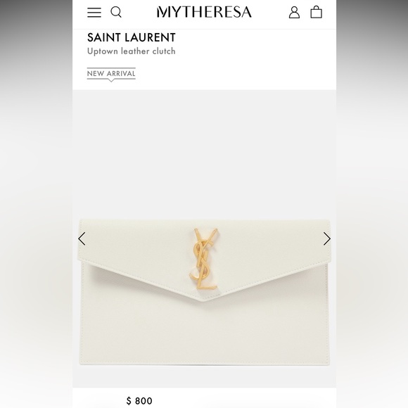 YSL White Leather Envelope Clutch Matching Chain EUC - Picture 8 of 9